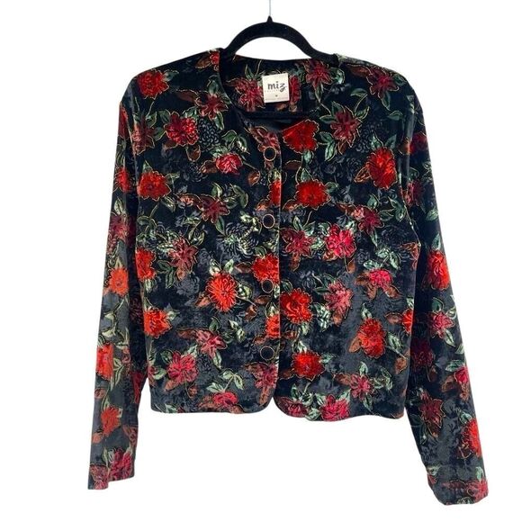 Vintage Miz California Velvet Floral Bolero Blazer Jacket Medium – Made in USA - Picture 5 of 14